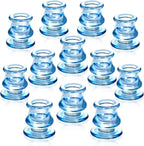 12pcs Blue Candlestick Holders, Blue Glass Candle Holders for Pillar Candles, Taper Candle and Tealight Candles, Taper Candle Holders for Wedding, Table Centerpiece