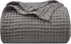 PHF Ultra Soft Waffle Weave Blanket King Size 104"x 90"- Washed Lightweight Breathable Cozy Woven Blanket for Bed - Aesthetic Decor for Couch Bedding Sofa Home Car - Grey
