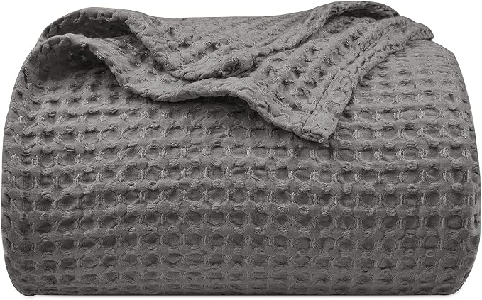 PHF Ultra Soft Waffle Weave Blanket Twin Size 66"x 90"- Washed Lightweight Breathable Cozy Woven Blanket for Bed - Aesthetic Decor for Couch Bedding Sofa Home Car - Grey