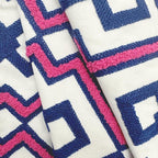 Alysheer Embroidered Lumbar Decorative Throw Pillow Cover 12"x 20", Classic Boho Geometric Embroidery Pattern Cotton Rectangular Cushion Case for Sofa Couch Living Room Bedroom(Blue Pink)