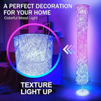 WORLD WIN Floor Lamp, 61'' Smart RGB LED Corner Lamp with Music Sync and 16 Million DIY Colors, 3 Color Temperature, APP & Remote Control, Color Changing Standing Floor Lamp with Stand