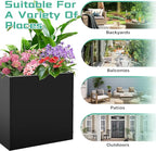 Metal Rectangular Planter Box, Small Planter Boxes Outdoor, 18''L x 18''W x 20''H Heavy Duty Plant Box with Removable Insert Shelf, 3 Tier Adjustable Height Tall Garden Planter for Plants, Flowers