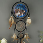 Remorelt Wolf Eagle Bear Dream Catcher Bedroom Wall Decor, Christmas Home Decoration, Room Accessory, White Moon Feather Decoration - Unique Home Craft Wall Pendant (DC08 6Inch Find 12 Wolves)