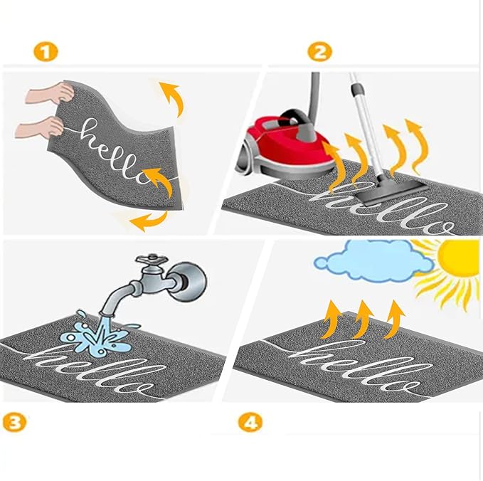 Door Mat (36"x24",Grey), Durable Welcome Mat Low Profile Floor Mat Front Doormat Non Slip Mats Entrance Rectangular Easy to Clean Doormat, for Entryway, Patio, High Traffic Areas