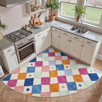 jinchan Kids Rug for Nursery 6ft Radius Corner Washable Area Rug Modern Colorful Quarter Circle Rug Soft Non-Slip Carpet for Bedroom Playroom Daycare Reading Nook Kitchen Classroom Berries on Cream