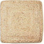 REDEARTH · Cube Pouf Foot Stool Ottoman - Jute Braided Pouffe Poof Accent Sitting - Set of 2 Footrest for The Living Room, Bedroom, Nursery, Patio, Lounge, Office - 14.5”x14.5”x16” - Natural