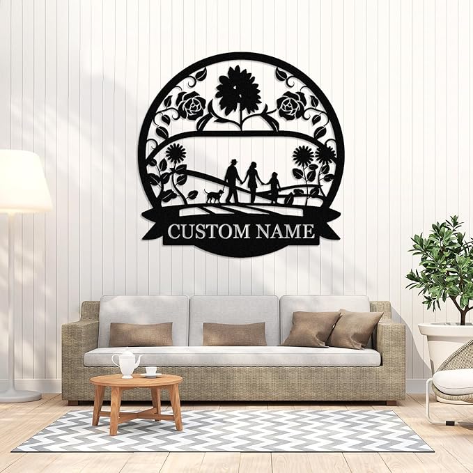 Personalized Family Name Sign, Custom Family Signs Metal Wall Decor, Family Wall Art, Metal Signs Customized, Family Wall Decor for Living Room, Rustic Hanging Decoration Sign, Housewarming Gifts