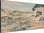 SIGNWIN 46"x72" Extra Large Framed Wall Art Japanese Ukiyo-e Landscape, Timeless Mt. Fuji Scene for Zen-Inspired or Asian-Style Interiors for Home Living Room Bedroom Decor (Frame Assembly Required)