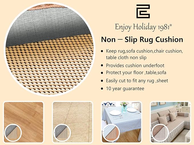Non Slip Area Rug Pad Gripper - 9X12 Strong Grip Carpet pad for Area Rugs and Hardwood Floors, Provides Protection and Cushion