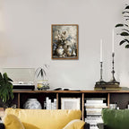 Floating Framed Farmhouse Floral Canvas Wall Art, Vintage Blue and White Flower Pictures Wall Decor, Elegant Art Jar Posters Print for Living Room Bedroom Bathroom Rustic Decor 8x10 inch