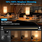 Unicozin Small Table Lamp, 7 RGB & 3 CCT 3000K/4500K/6500K, Stepless Dimmable Bedside Lamp with Grey Shade, Touch Control Ambience Nightstand Light for Living Room Dorm Home Decor Party