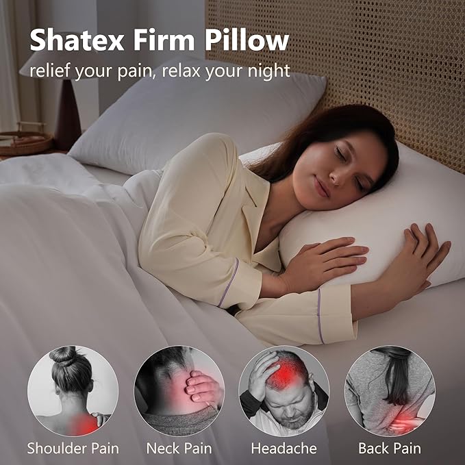 Shatex Extra Firm Pillow Queen Size 28 x 20 inch, Bed Pillow with Adjustable Insert Provides Stronger Support - for Back, Stomach & Side Sleepers.