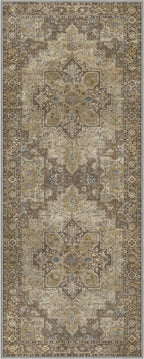 GENIMO 2x10 Runner Rugs for Hallway, Machine Washable Non Slip Vintage Rugs, Low Pile Lightweight Soft Print Rug for enrtyway, Corridor, Home Office, Kitchen, Rustic Brown