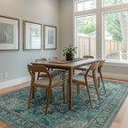 GENIMO 10x14 Area Rugs for Living Room, Machine Washable Non Slip Vintage Rugs, Low Pile Lightweight Chenille Print Rug for Bedroom, Dining Room, Home Office, Dark Green