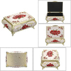 ELLDOO Vintage Music Box, Beige Metal Musical Jewelry Box Keepsake Box, Small Trinket Jewelry Storage Box Gift for Girl Women (Tune: You are My Sunshine), Red Rose Pattern