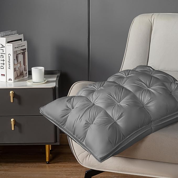 ZUBISU King Size Luxury White Goose Down Pillow,800 Fill Power Fluffy and Soft Hotel Feather Pillow,Ideal Bed Pillows for Side Sleepers,Pack of 1 (King, Grey)