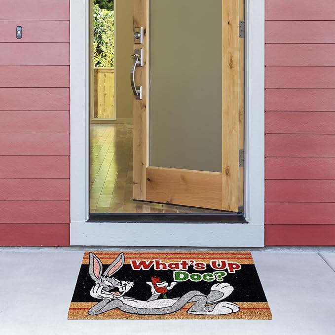 Gertmenian Looney Tunes Coir Doormat - 2x3 Welcome Mat (2-Pack), Ideal for High Traffic Areas in Front Door, Garage, Entryway - Warner Bros. Doc/Folks, 80029