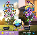 Solar Garden Lights Outdoor Waterproof Garden Decor, 4 Pack Upgraded 240 LED 54 Butterfly Colorful Outdoor Solar Decor for Yard Patio Gifts for Womens Mom (4 Pack Butterfly)