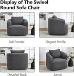 Swivel Accent Chair,360° Rotating Barrel Chair,Teddy Fleece High-Resilience Sponge Single Sofa, Easy Assembly for Living Room, Bedroom, Apartment Dark Grey