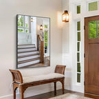 Bathroom Black Mirror, 36x55in Black Rectangle Mirror with Thin Metal Frame, Large Rectangular Wall Mirror for Bathroom, Living Room, Hair Salon, Big Farmhouse Mirror Hang Horizontal/Vertical