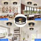 Flush Mount Ceiling Light Fixture for Hallway,2-Light Black Hallway Light Fixtures Ceiling,Light Fixtures Ceiling Mount for Kitchen,Farmhouse,Hall (2 Pack)