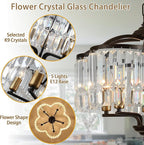 Modern Crystal Chandelier for Dining Room - Adjustable 5 Lights Black Farmhouse Pendant Light Fixture Hanging for Foyer Bedroom Living Room Hallway Kitchen