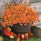 Krissing 48 Bundles Outdoor Artificial Flowers UV Resistant Fake Flowers Faux Plastic Flowers Plants Outside Garden Porch Window Box Fall Decor (Orange)