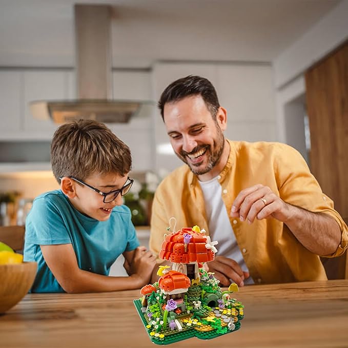 Mushroom House Micro Building Blocks，2798 PCS Mini Flower House Architecture Building Set for Adults Teens，Garden House Buiding Toy with Small Animal Models，Creative Collectible Gifts for 14+