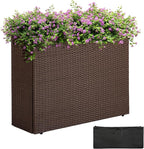 IDZO All Weather Wicker Planter Raised Garden Bed, 24 in Tall Round Rattan Flower Pots, Durable Self-Watering Indoor Outdoor Wicker Planters for Porch Patio Balcony