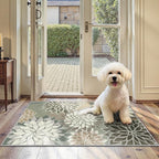 Area Rug 2x3 Brown White Washable Entry Small Rug Multicolored Tropical Botanical Modern Floral Indoor Kitchen Door Mat Entrance Carpet Non Slip for Bedroom Living Room, Porch