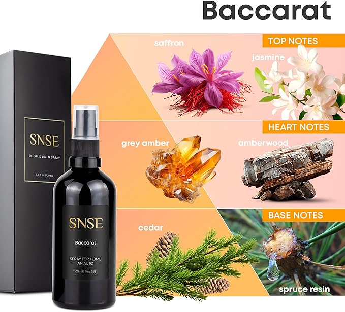 SNSE Baccarat Spray for Home and Auto | 3.38 oz | Scent Spray for Home, Textiles, Linens, Auto