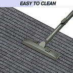 Custom Size Backed Non-Slip Area Rugs Runner, Easy Clean, Waterproof Runner Rugs for Hallway Entryway, Kitchen, Laundry, 3FT x 15FT, Gray Stripe