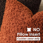 Foindtower Set of 2 Curly Teddy Wool Pillow Covers Decorative Boucle Textured Lumbar Throw Pillow Faux Fur Sherpa Pillowcases Sheepskin Fuzzy Cushion Case for Sofa Bedroom Car 12"x20" Burnt Orange