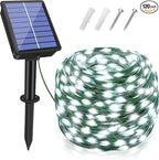 Solar String Lights 120LED 40FT, IP67 Waterproof Solar Lights for Outside with 8 Lighting Modes, Upgraded Solar Panel Fairy Lights for Garden Party Wedding Decorations (Cool White)