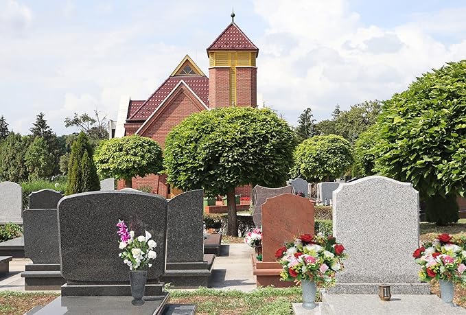 Grave Vase Cemetery Grave Decoration for Cemetery Grave Headstone Flower Vases with Spikes and Floral Foam