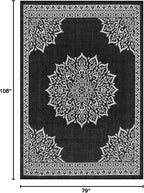 CAMILSON Outdoor Rug, 6x9 Medallion Black White Modern Area Rugs for Indoor and Outdoor Patios, Kitchen and Hallway Mats, Washable Porch Deck Outside Carpet (Medallion Black, 6 x 9)
