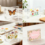 CATIFLIN 5x7 Magnetic Acrylic Frames 2 Pack, Double Sided Clear Frameless Picture Frame Blocks, 20mm Thick Photo Frames Free Standing Display for Family Photos, Certificates, Office, Artwork