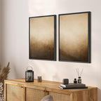 SIGNFORD Framed Canvas Print Wall Art Set Minimalist Gradient Brown Abstract Neutral Illustration Modern Art Decorative Nordic Nature for Living Room, Bedroom, Office - 24"x36"x2 Black