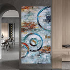 Arjun Abstract Wall Art Geometric Canvas Circle Painting Modern Grey Brown Picture Simple Artwork Framed for Bedroom Living Room Bathroom Home Office Wall Décor, Large Size 48"x24"