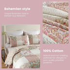 Secgo Queen Comforter Set for Bed - 100% Cotton Quilts Queen Size, Black Bedspreads (90 * 98 Inch) with 2 Pillow Shams, Patchwork Reversible Lightweight Bedding