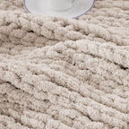 Battilo Chunky Knit Throw Blanket, Soft and Thick Chenille Throw Blanket, 50"x60" Handmade Cable Knit Crochet Blanket, Large Rope Knot Throw Blankets for Couch Sofa Bed Home Decor, Taupe