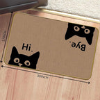 Mingnei Hi Bye Cat Welcome Doormat - Door Mat for Home Kitchen Entrance, Funny Black Cat Lover Floor Mat for Indoor/Outdoor Entryway Rug, 30x17 (Brown)