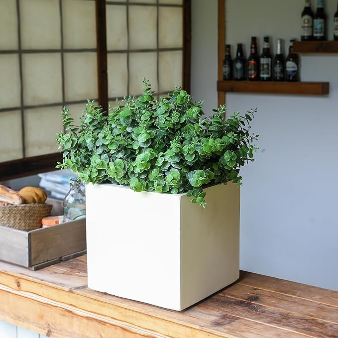 Artificial Fall Eucalyptus Plant – 8PCS Outdoor Fake Greenery, UV Resistant Fake Plants for Porch, Patio, Thanksgiving or Autumn Home Decor - Green Leaves