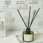 Craft & Kin Amber Moss Reed Diffuser | All Natural Essential Oil & Rattan Scent Sticks | Fall Reed Diffusers for Home, Bathroom | Long Lasting Home Fragrance in Green Glass, 3.4oz