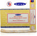 Satya Californian White Sage Incense Sticks 180 gm (15GM X 12 Pack) from Satya Mumbai and Raajsee Incense Sticks Holder Bundle, Free from Chemicals,Natural Insenses