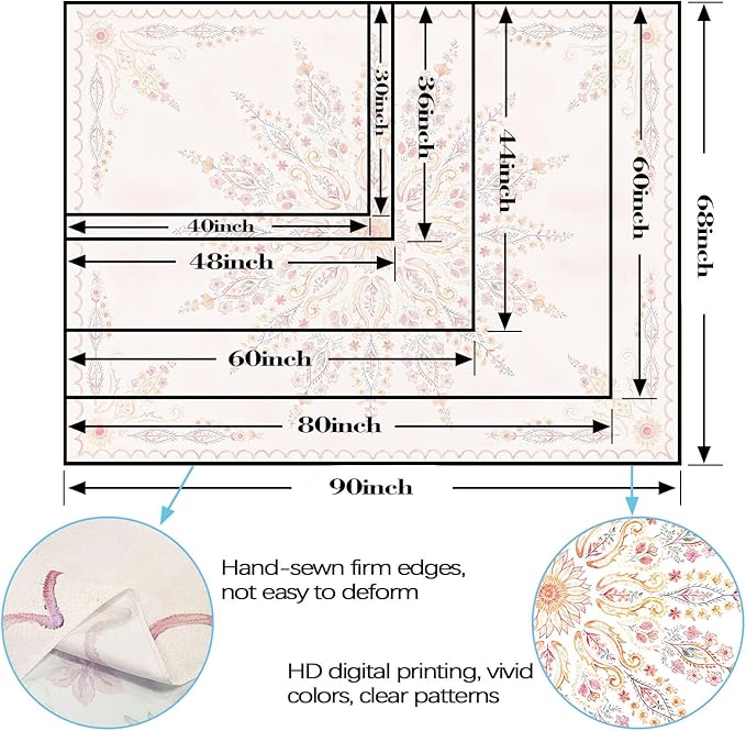Fowocu Boho Floral Mandala Tapestry for Bedroom Aesthetic Pink Bohemian Flower Wall Tapestry Watercolor Hippie Indian Small Tapestries Wall Hanging for Living Room Dorm Decor 48 x 36 Inch