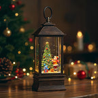 10'' Snow Globe Christmas, Musical Lighted Water Lantern with Swirling Glitter Decoration for Christmas Home, Living Room, Battery Operated or USB Powered (Christmas Tree)