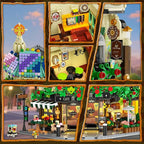 Flower Cafe House Building Set with Lights, 1876 PCS City Street Corner Shop Construction Model, Art Architecture Modular Building Block Kit Home Decor, Gift for Adults Teens Boys Girls 12+