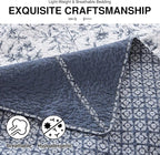 DDUOXIN Botanical Super Oversized King Bedspread - 128" W x120 L Extra Wide 100% Cotton California Quilt, Lightweight Reversible Oversize Bedspreads with 2 Pillow Shams, Blue/White