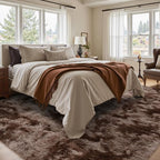 4x6 Ft Shag Brown Area Rug for Bedroom Living Room, Tie-Dyed Ultra Soft Fluffy Furry Rugs for Indoor Floor, Aesthetic Carpet for Kids Home Decor (Coffee)